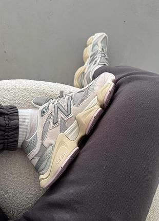Замшевые бежевые кроссовки new balance 9060 casual grey х нью беланс 39