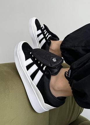 Чорні замшеві кросівки adidas campus bad bunny black white x адідас кампус 45