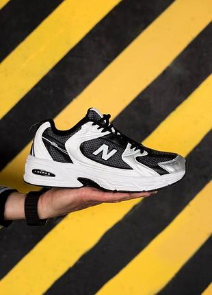 Бело-черные мужские кроссовки new balance 530 white silver black х нью беланс 43