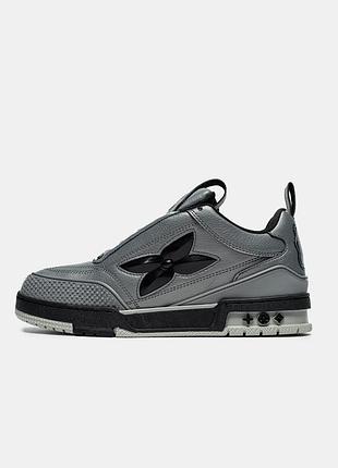 Серые мужские кроссовки louis vuitton 1854 skate sneaker grey black х луи виттон 43