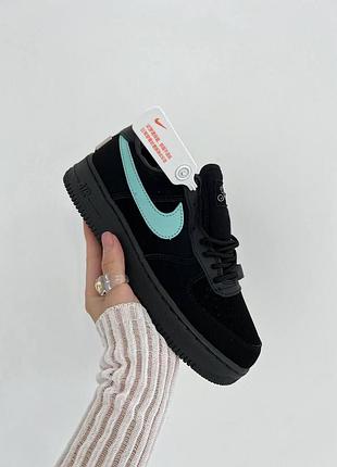 Чорні кросівки унісекс nike air force 1 low tiffany 2 & co х найк ейр форс 41