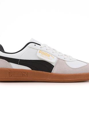 Белые кроссовки унисекс puma palermo leather white grey black gum х пума 41