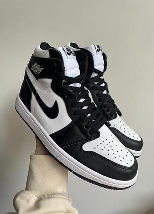 Мужские черно-белые кроссовки nike air jordan 1 retro high black white х джордан 42