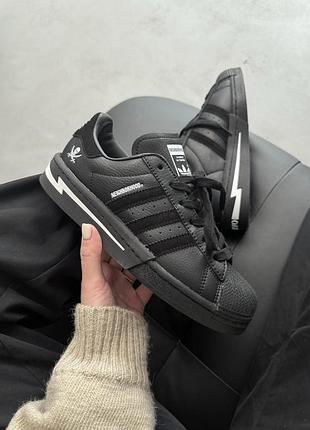 Чорні кросівки унісекс adidas superstar neighborhood black white х суперстар 40