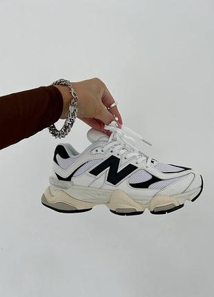 Кожаные белые кроссовки new balance 9060 white black х нью беланс 43