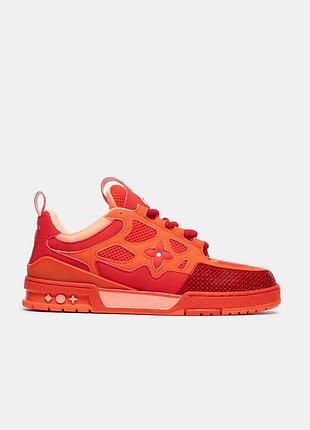 Жовтогарячі кросівки унісекс louis vuitton skate sneaker red mix orange cowhide х луї віттон 45