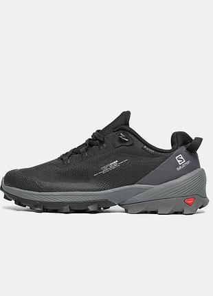 Чоловічі чорні кросівки salomon cross over black grey gore-tex winter termo х саломон 43