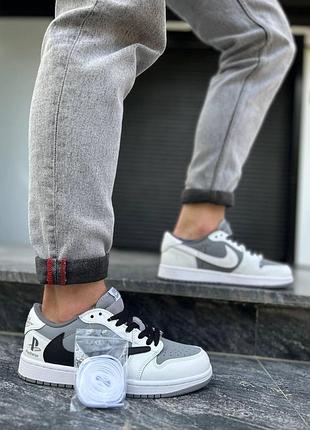 Сірі кросівки унісекс jordan 1 low travis scott playstation х джордан 38