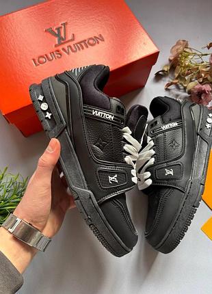 Черные мужские кроссовки louis vuitton trainer black white х луи виттон 41