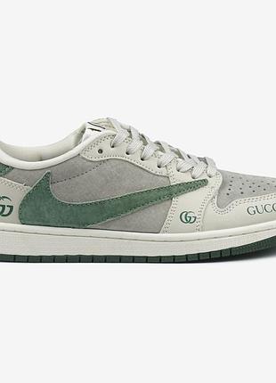 Серые кроссовки унисекс jordan 1 low travis scott gucci grey х джордан 40