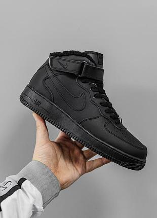 Черные мужские кроссовки nike air force 1 high black winter fur x эйр форс 46