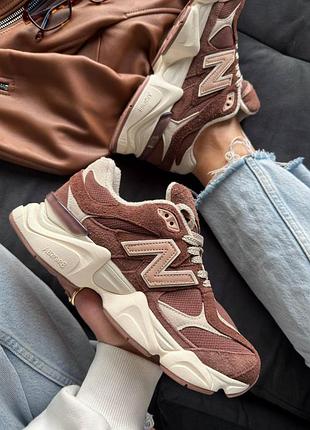 Коричневые кроссовки унисекс new balance 9060 rich oak х нью беланс 43