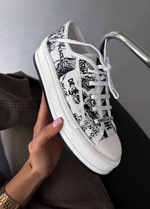 Черно-белые женские кроссовки dior walkn'n dior platform white black х диор 37