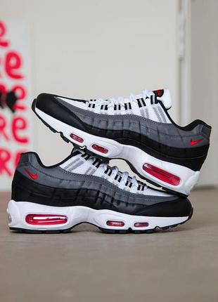 Сірі чоловічі кросівки nike air max 95 grey black white red х ейр макс 41