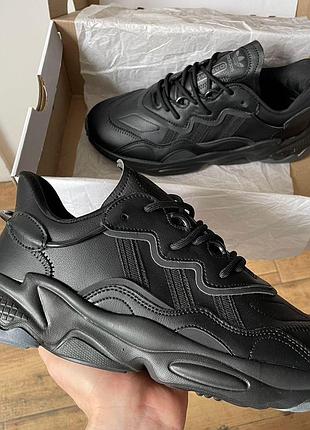 Мужские черные кроссовки adidas ozweego black leather х озего 45
