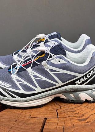Синие кроссовки унисекс salomon xt-6 grisaille blue nights х саломон 45