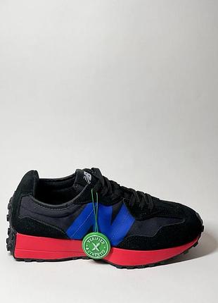 Чоловічі чорні кросівки new balance 327 black blue red х нью беланс 43