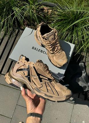 Женские бежевые кроссовки balenciaga runner trainer nylon beige x баленсиага 36