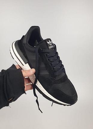 Чорні кросівки адідас зх 500 унісекс adidas zx 500 black white 45