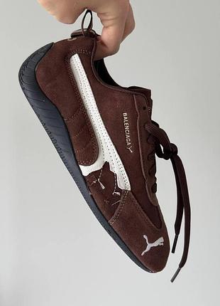 Коричневые женские кроссовки puma speedcat suede balenciaga brown х пума 38