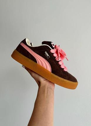 Коричневые женские кроссовки puma suede xl brown pink х пума 37
