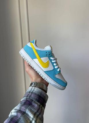 Женские голубые кроссовки nike dunk low next nature gs homer blue white yellow х данк 36