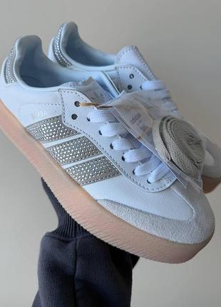 Білі жіночі кросівки adidas samba xlg platform crystal white silver metallic gum x самба 39