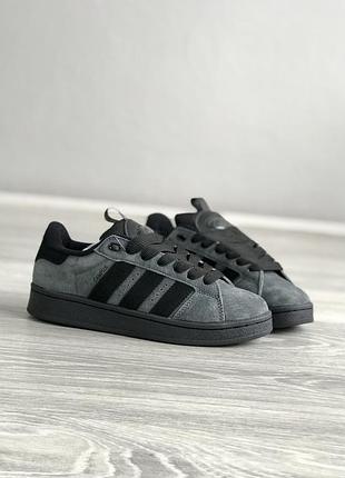 Жіночі сірі кросівки adidas campus dark grey black x кампус 39