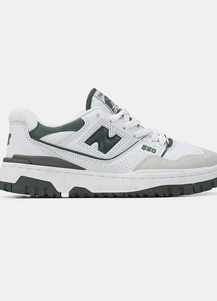 Белые кроссовки унисекс new balance 550 white green х нью беланс 38