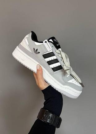 Серые кроссовки унисекс adidas forum smoke grey white black х форум 45