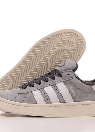 Жіночі сірі кросівки замшеві adidas campus grey white x адидас кампус 39