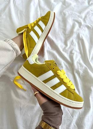Женские жёлтые кроссовки adidas campus yellow white x адидас кампус 38