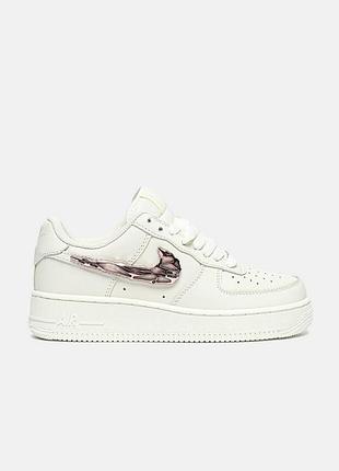 Белые кроссовки унисекс nike air force 1 low molten metal pink swoosh х найк эйр форс 40