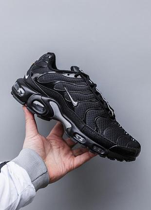 Мужские чёрные кроссовки nike air max tn black white swoosh х эйр макс тн 40