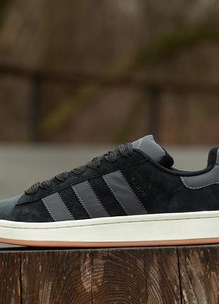 Сірі замшеві кросівки adidas campus black white x адідас кампус 37
