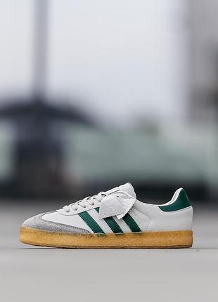 Бежевые замшевые кроссовки adidas samba white green x адидас самба 39