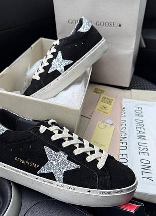 Чорні жіночі кросівки golden goose black white silver х голден гус 40