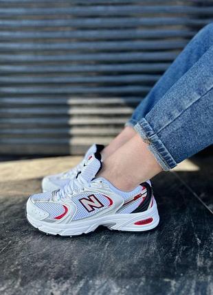 Белые кроссовки унисекс new balance 530 retro white silver red х нью беланс 36