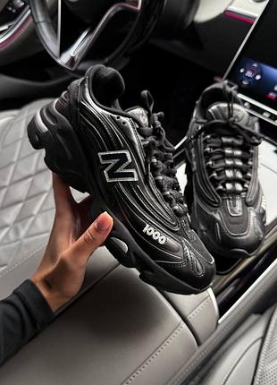 Чорні кросівки унісекс new balance 1000 black leather х нью беланс 38