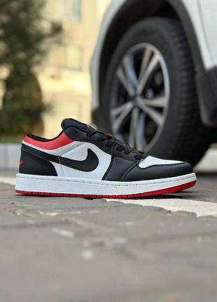 Мужские кроссовки nike air jordan 1 retro low white black red х джордан 43