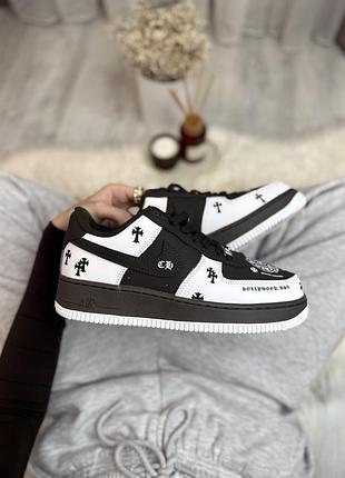 Белые кроссовки унисекс nike air force low chrome hearts custom white brown х эйр форс 42