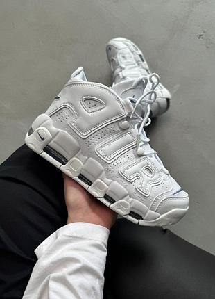 Білі кросівки унісекс nike air more uptempo 96 white silver х аптемпо 45