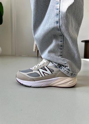 Бежевые кроссовки унисекс new balance 990 v6 lora piana beige white х нью беланс 43