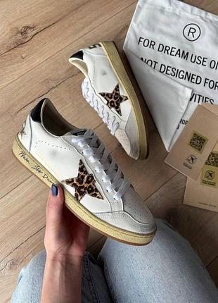 Білі жіночі кросівки golden goose ball leopard star white х голден гус 37