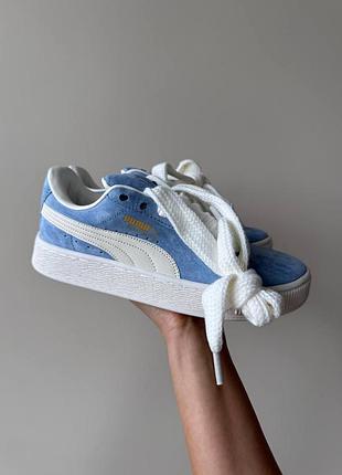 Голубые женские кроссовки puma suede xl blue horizon white х пума 39