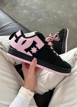 Женские черные кроссовки dc court graffik black pink х дисси 39