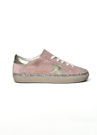 Розовые женские кроссовки golden goose superstar pink suede silver х голден гус 39
