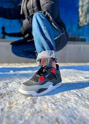 Чоловічі сірі кросівки джордан 4 ретро nike air jordan 4 retro infrared grey red black white 45
