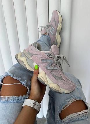 Замшевые розовые кроссовки new balance 9060 pink grey х нью беланс 41