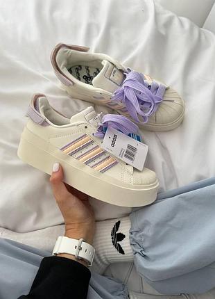 Женские бежевые кроссовки adidas superstar bonega purple macaron х адидас газель 38